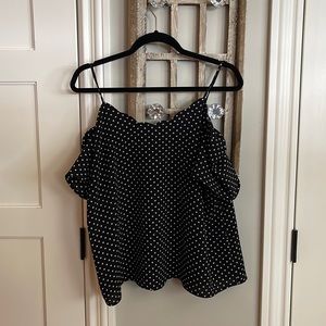 Monteau Black & White Polka Dot Off The Shoulder Top